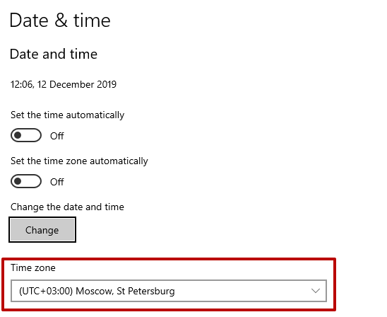 Set the OS in the date and time settings of the same time zone as the proxy