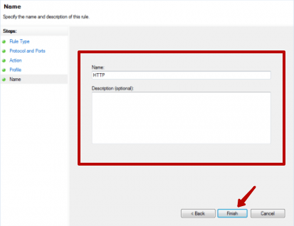 Type in any rule name and press the «Finish» button