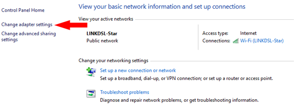 Press «Change adapter settings»