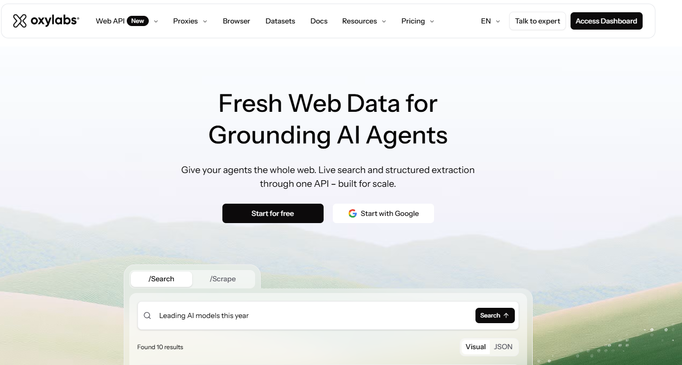 Oxylabs homepage hero