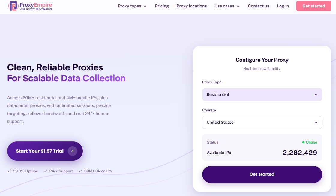 ProxyEmpire homepage hero