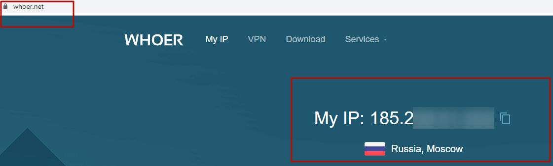 Enter the whoer.net website to check the IP changes