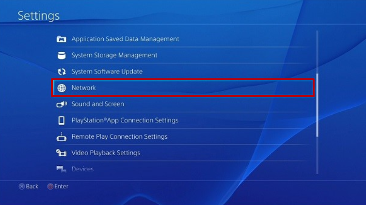 Go to the PlayStation settings and «Network» category