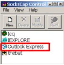 Go into the SocksCap program and 2 times click on the name of this mail client