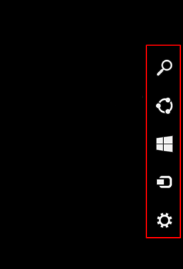 Set the mouse pointer in the window interface mode in the lower right corner until the side menu appears