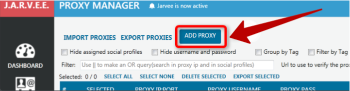 Click on the «ADD PROXY» button