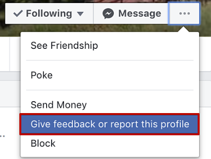 Press «Give feedback or report this profile»