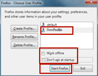 Select the desired profile and click «Launch Firefox»