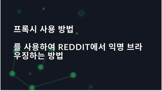 Reddit에서 익명 브라우징을 위해 프록시를 사용하는 방법은 무엇인가요?