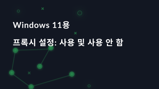 Windows 11용 프록시 설정: 사용 및 사용 안 함