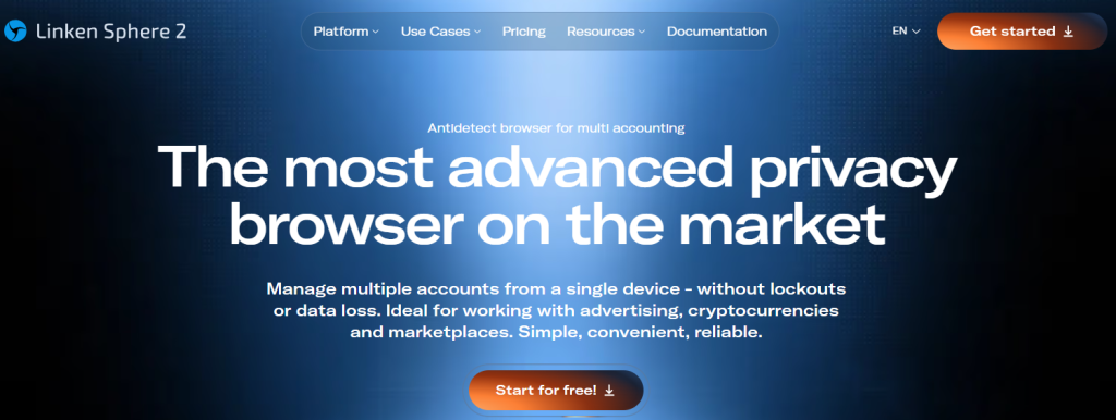 LinkenSphere browser main page.png