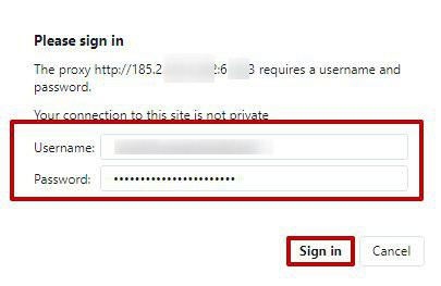 If you have purchased proxy with login and password authentication, then enter your username and password