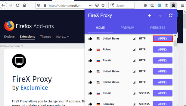 FireX Proxy interface