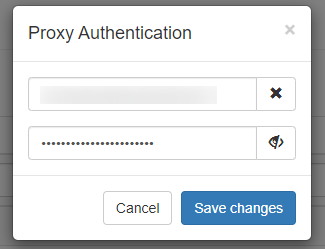 Enter the login and password from the purchased proxy server and press the «Save changes» button