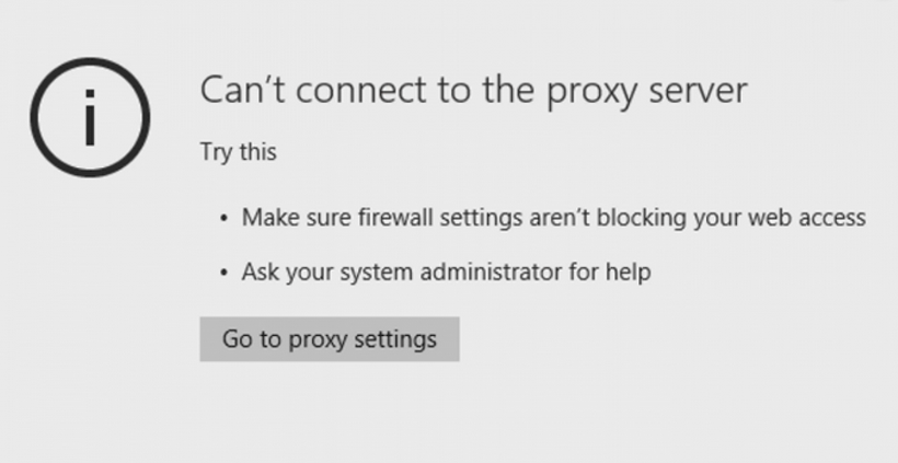Can't connect to the proxy server