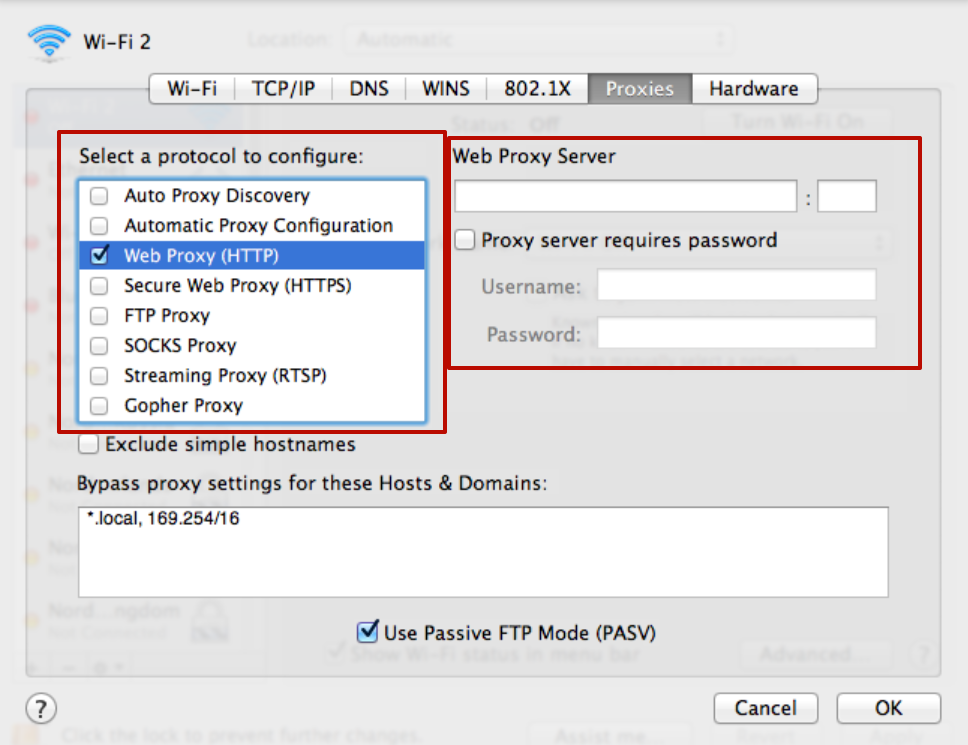 Fill in the fields for entering the address or port of the selected server. Click on the “OK” button.