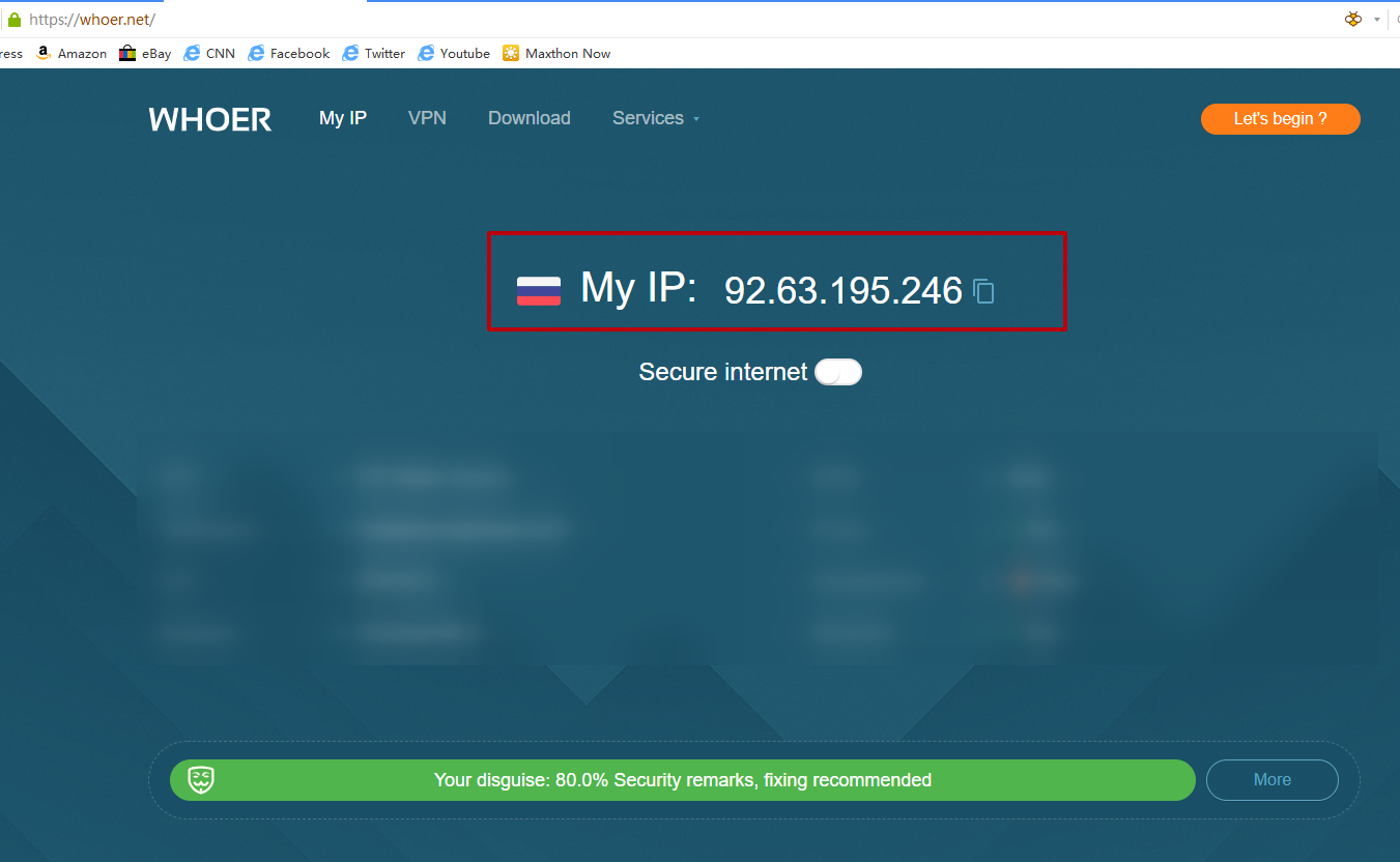 Check the IP address using any available service
