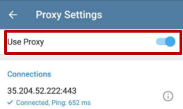 Turn off the use of the proxy server by tapping on the switch