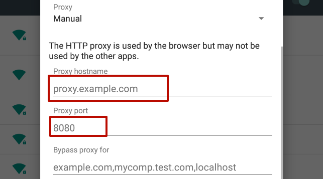 Enter the IP proxy and port number
